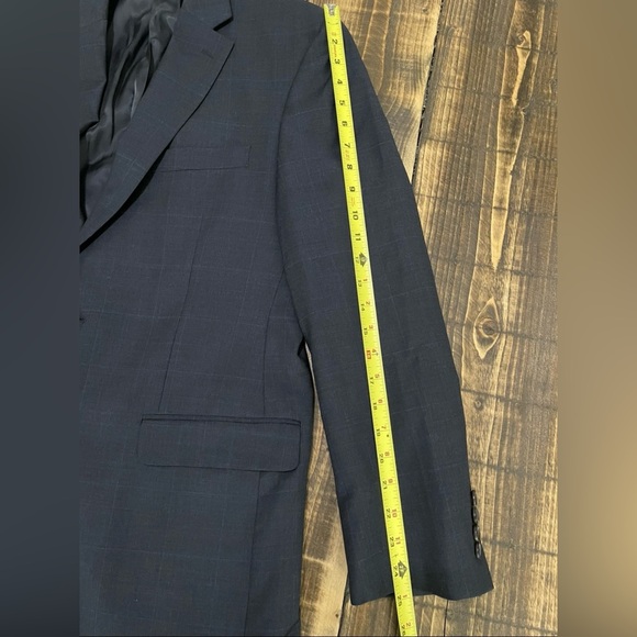 Ralph Lauren Blue Windowpane Plaid 100% Wool Sport Coat Blazer 40R READ - Picture 12 of 14